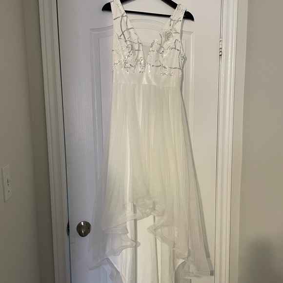 Azazie Ever-Pretty Sequin Embroidered Tulle High Low Dress - Picture 12 of 12